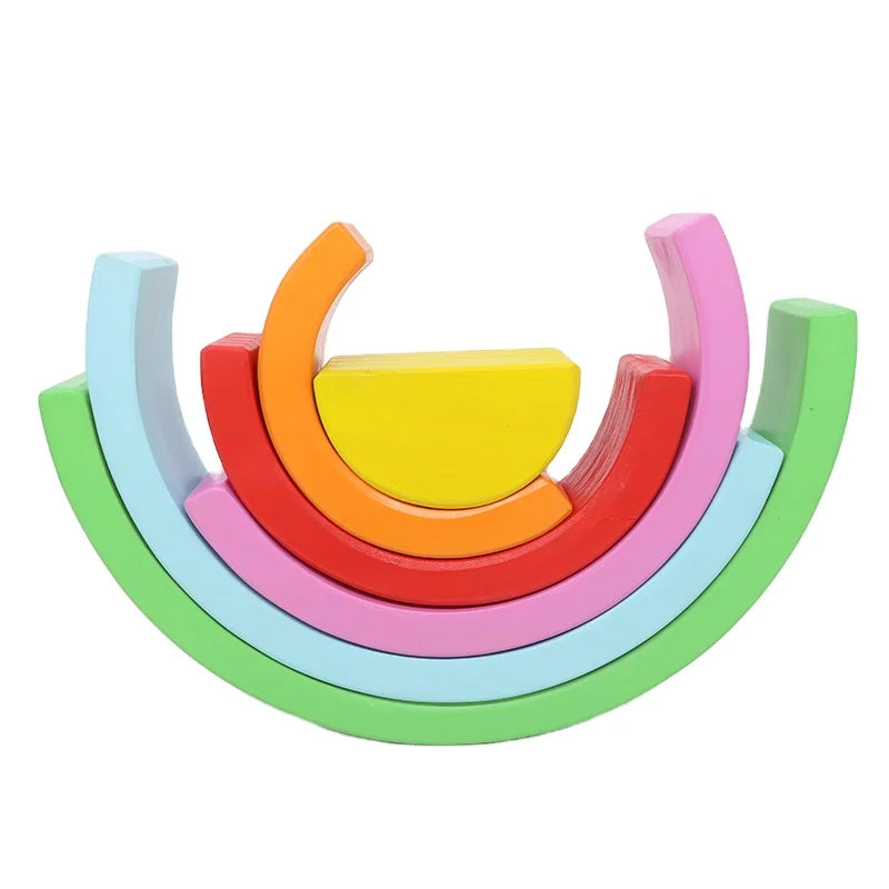Asweets Wooden Rainbow Stacking Toy Building Blocks Balancing Blocks Puzzle Toy