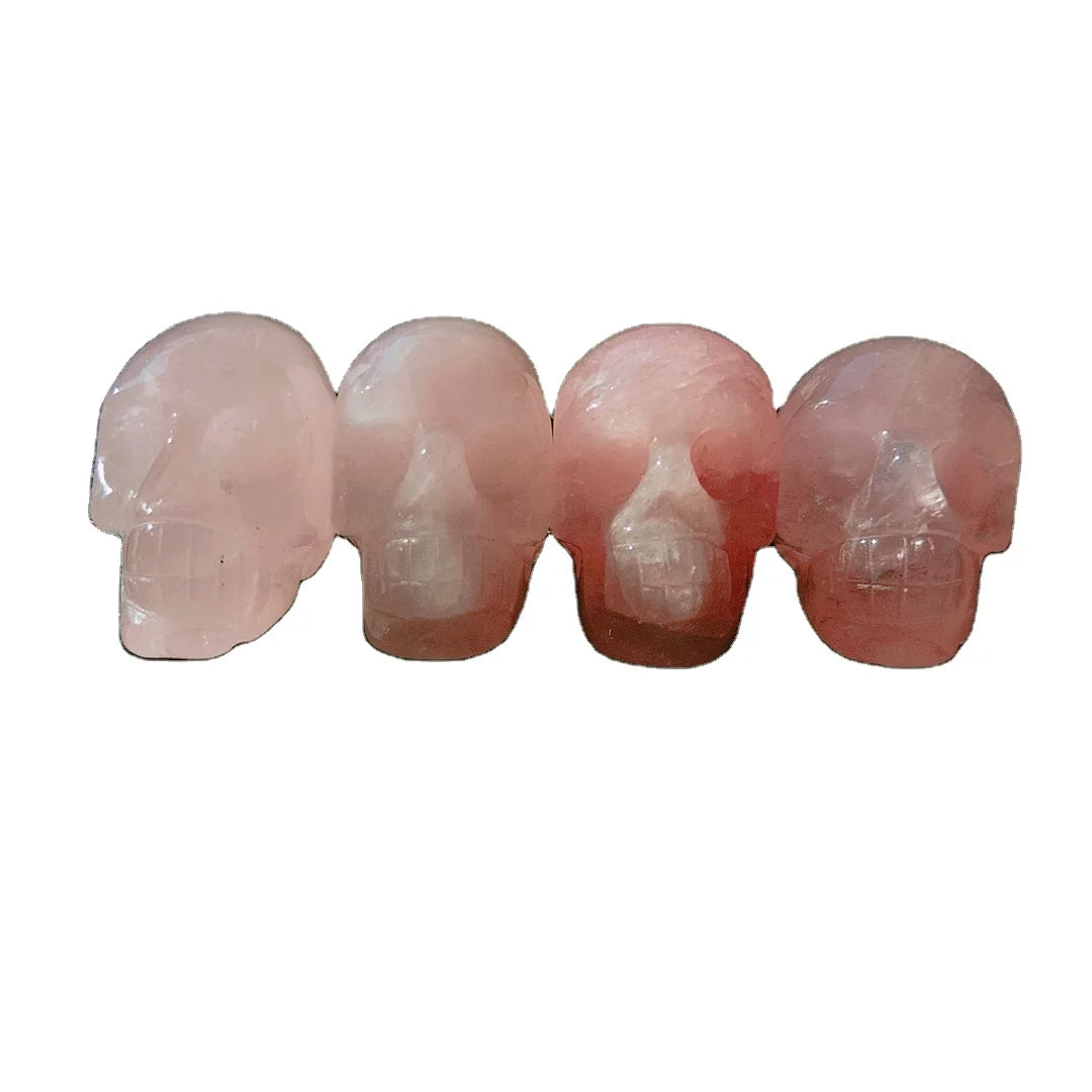 Huiying Rose quartz skulls 2 inch vivid carved natural healing crystal skulls for home decor Crafts