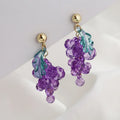 2021 New Sweet Transparent Acrylic Fashion Fruit Earrings Purple Grape Earrings for Ladies