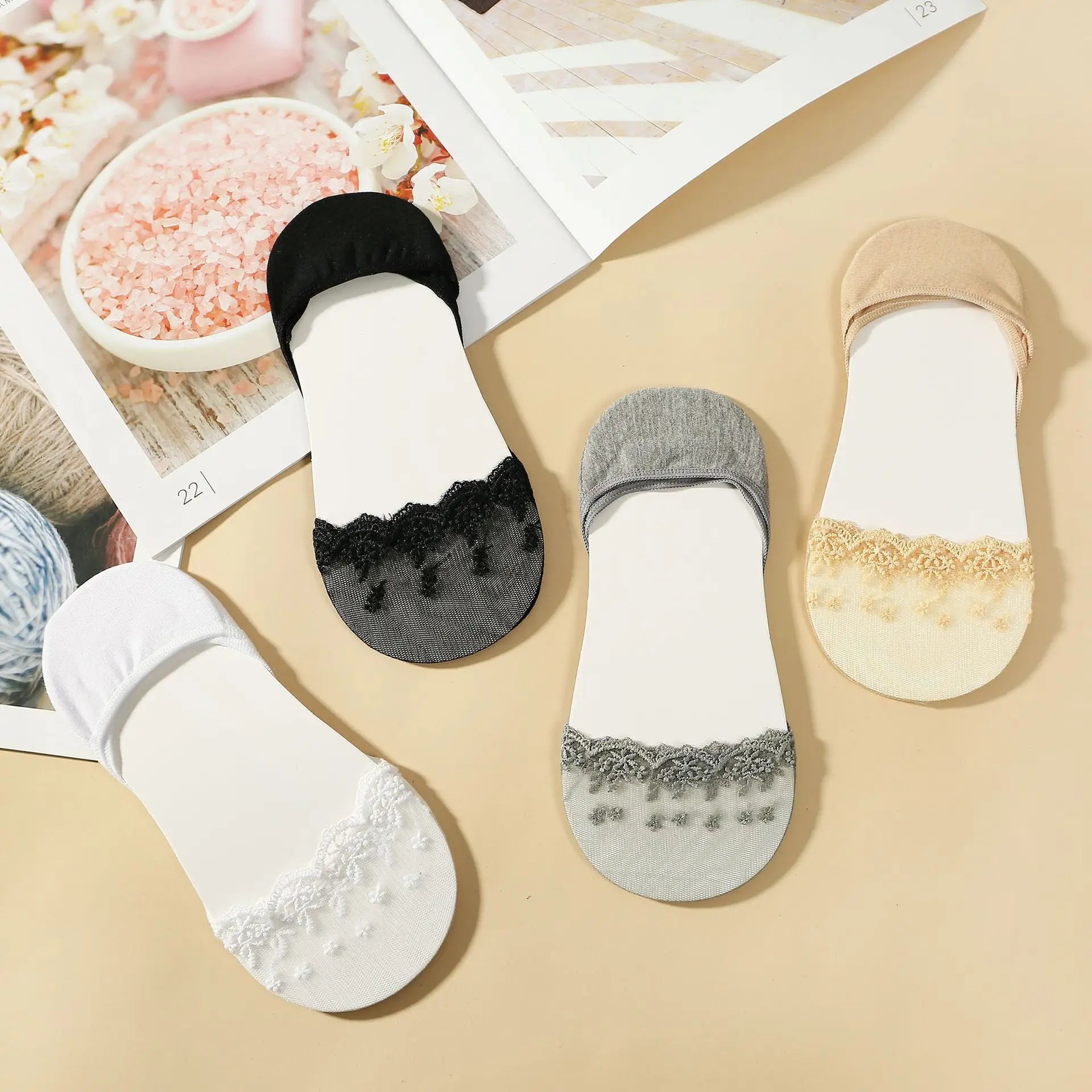 New Transparent Lace No Show Socks Fashion Women Summer Boat Socks Female Soft Low Invisible Socks