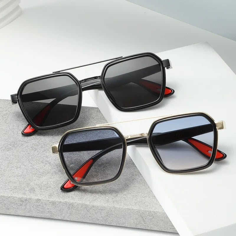 2025 Luxury Women square Metal Frame Sunglasses Fashion Men Double Beam Driving Sunglasses