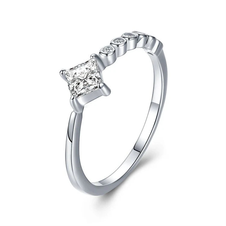 Fashion fine jewelry 925 sterling silver CZ diamond women simple luxury zircon stacked finger ring