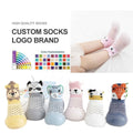 Custom New Design Newborns Anti-Slip Breathable Summer Ankle Rubber Sole Polyester Cotton Mesh Baby Casual Socks