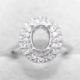 Semi Mount 6*8mm Sterling Silver Ring Empty Frame Blank Support Claw Setting S925 Base Holder Without Center Stone for DIY Inlay
