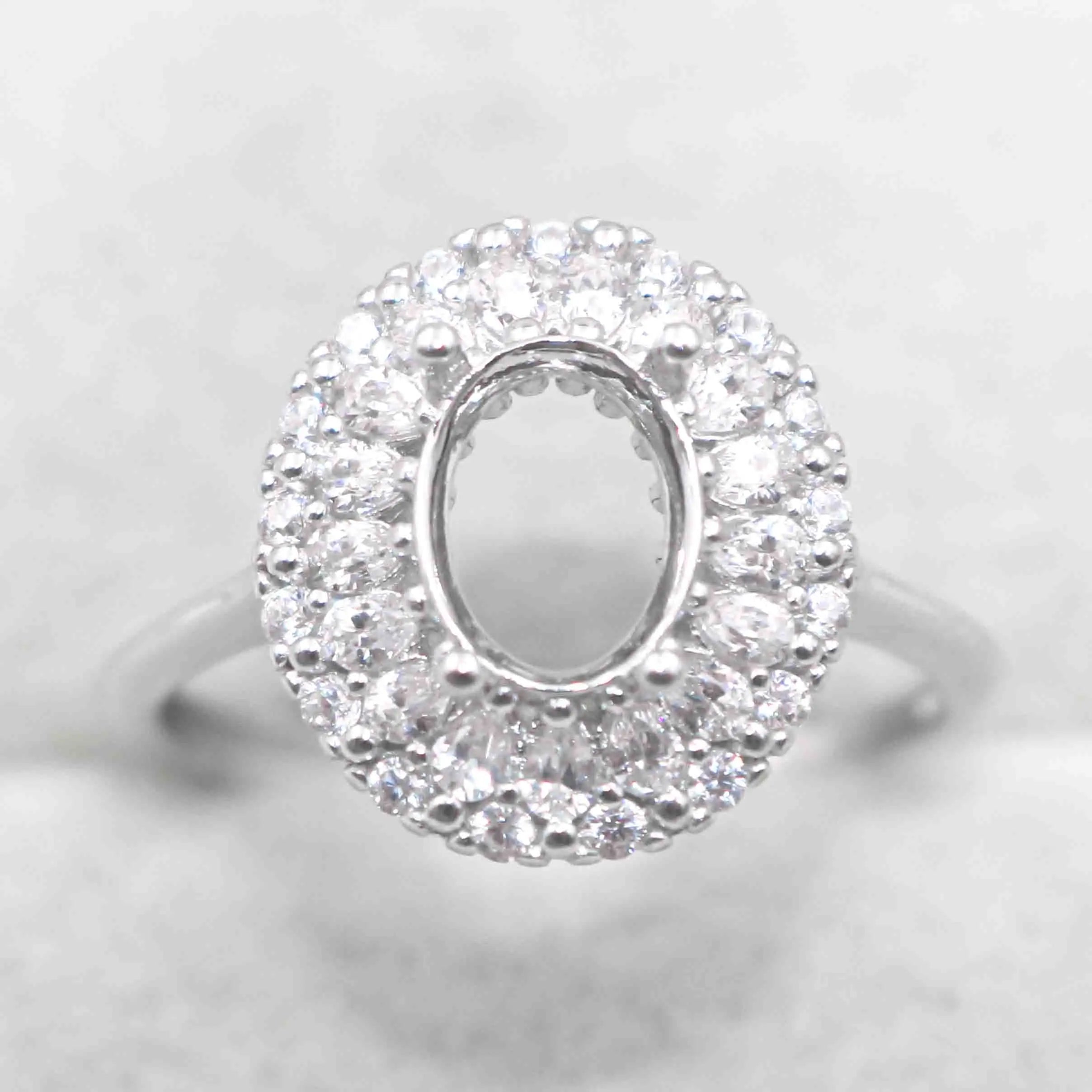 Semi Mount 6*8mm Sterling Silver Ring Empty Frame Blank Support Claw Setting S925 Base Holder Without Center Stone for DIY Inlay