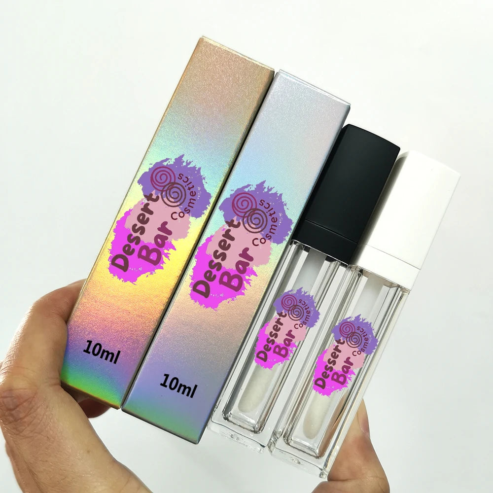 10ml Square Popular clear Plastic Concealer Bottle Custom Lip Gloss Tubes With Big Brush and Wands Lipgloss Tubes Manufacturers