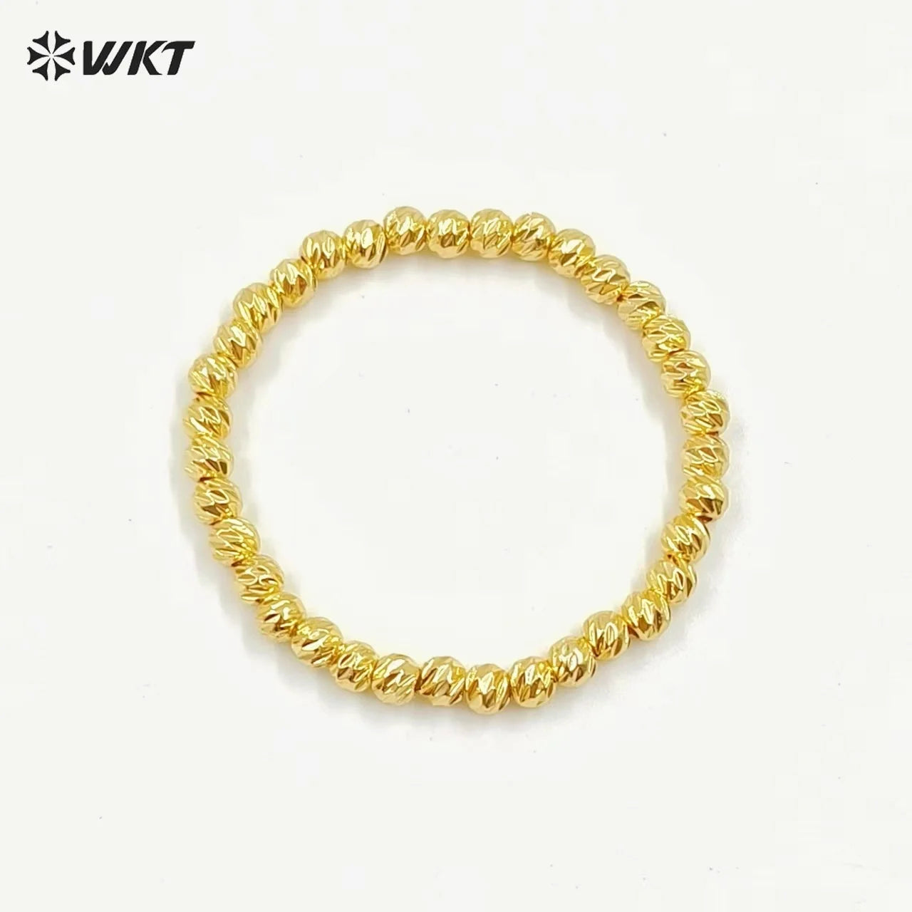 WT-JF340 Wholesale New Fashion 18K Gold Faceted Shinny Round Brass Beads Women Bracelets With Closure Lobster