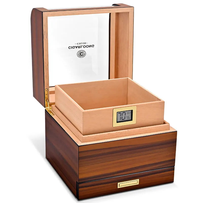 CIGARLOONG Large Capacity Humidor Cedar Wood Transparent Skylight Humidor
