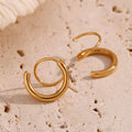 Guarantee Dreamshow Minimalist Earrings Winding Gold Plated Stud Earrings for Women Waterproof Stainless Steel Jewelry