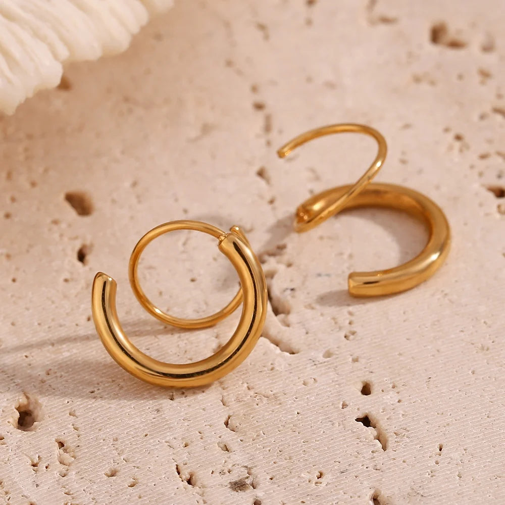 Guarantee Dreamshow Minimalist Earrings Winding Gold Plated Stud Earrings for Women Waterproof Stainless Steel Jewelry