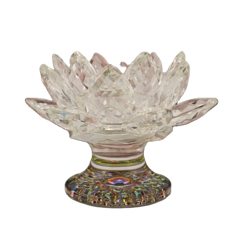 Crystal Lotus Flower Glass Lotus Candle Holder for Wedding Table Decoration
