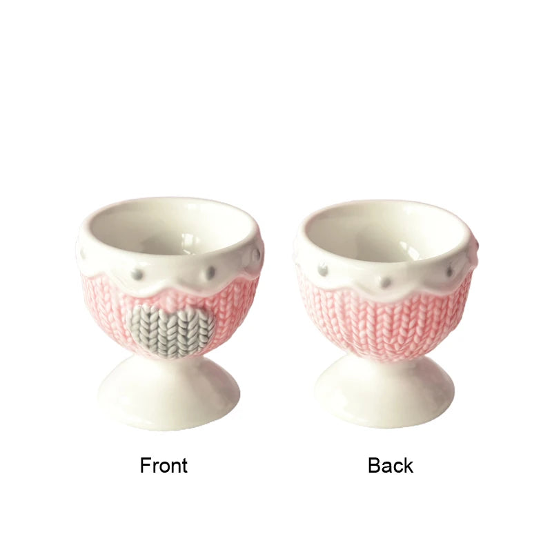 Breakfast White Ceramic Egg Holder Cup for Buffet