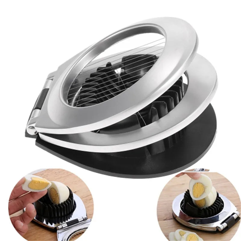 Multifunction Eco-Friendly Stainless Steel Egg Slicer with Egg Wedges Fruits & Strawberry Slicing Kitchen Tool
