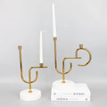 Creative Round Marble Stone Candle Holders Lanterns and Candle Jars Tea Metal Candle Holder Stand Gold Candlestick Holder