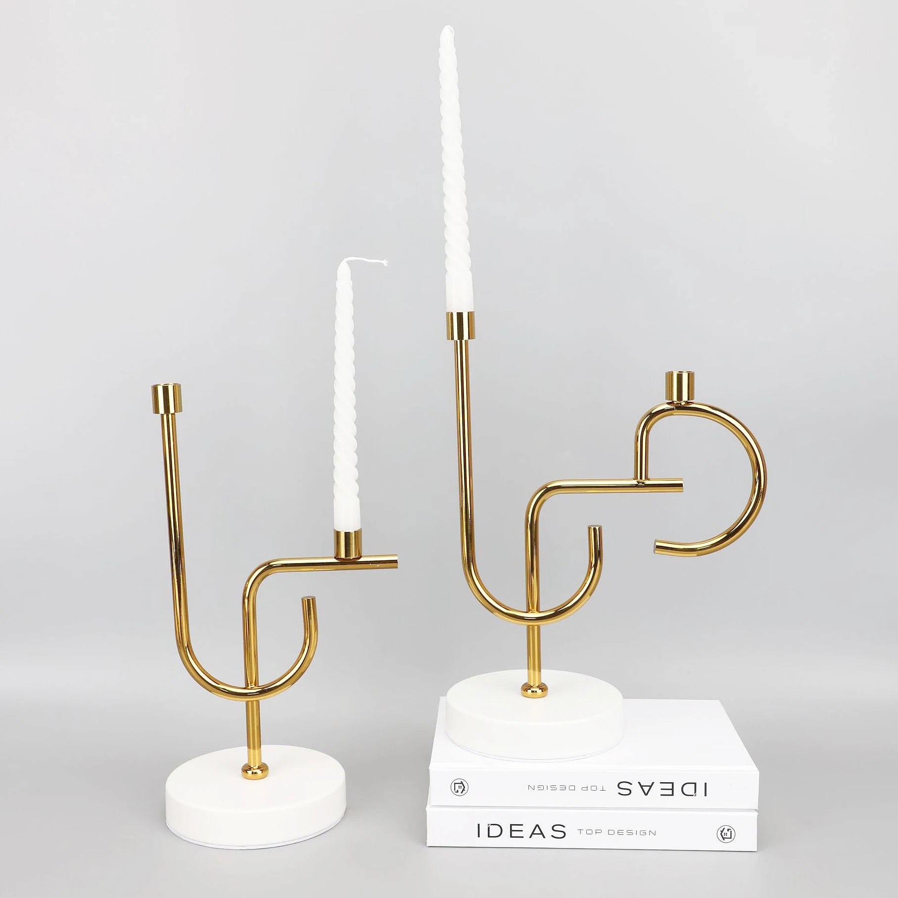 Creative Round Marble Stone Candle Holders Lanterns and Candle Jars Tea Metal Candle Holder Stand Gold Candlestick Holder
