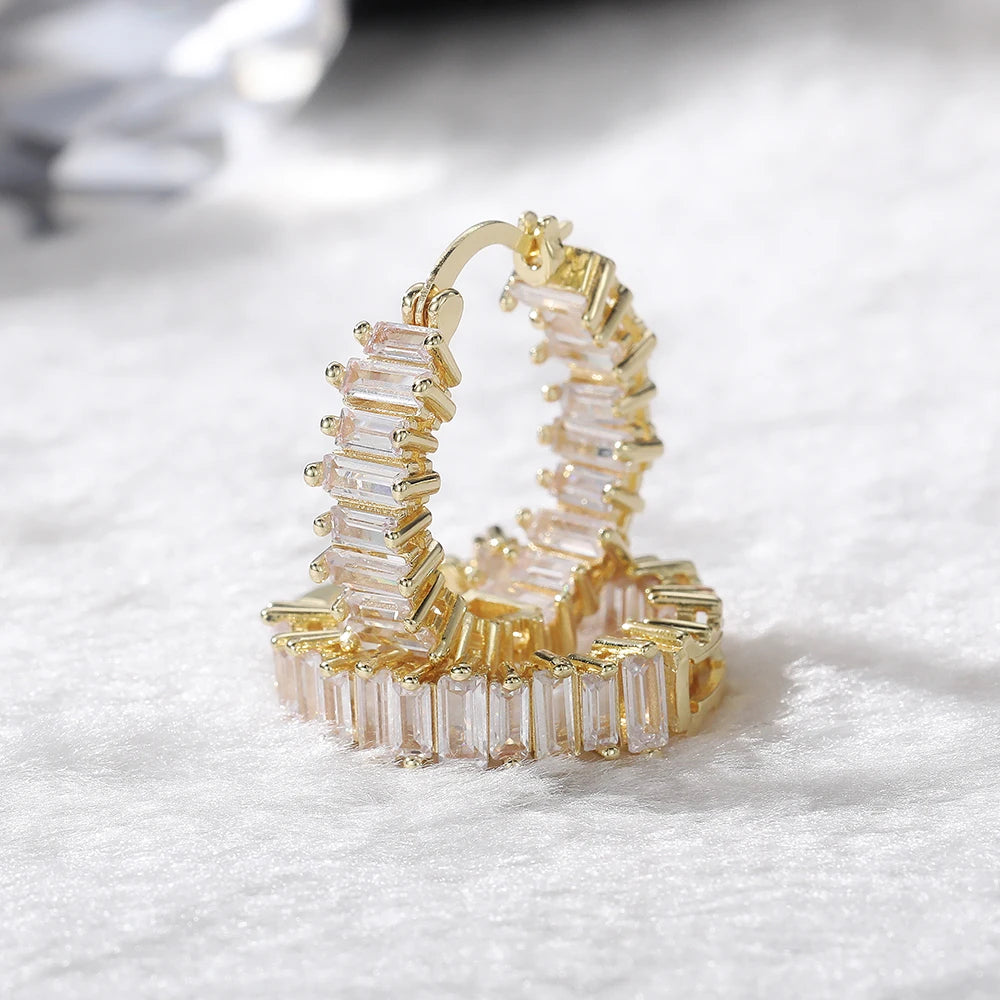 CAOSHI Fashion Oversize Circle Hoop Earrings for Women Girl New Geometric Crystal Round Earring Hoop Crystal Earrings Women