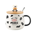 Large Capacity Home Creative Cute Cow Animals 3D Tea Coffee Travel Water With Wooden Lid Sublimation Ceramic Mug