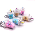 2021 Novelty Gift Buy Online Acrylic Liquid Key Chain Cat Lid Milk Tea Cup Keyring Boba Keychain