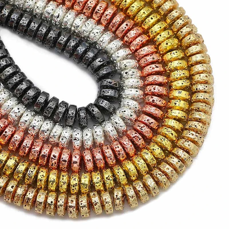AAAAA 8x4mm Round Lava Hematite Black Color Plated Fashionable Spacer Loose Beads Jewelry Making Diy Bracelets Accessories