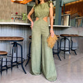 Boutique Wholesale 2026 Summer European and American New Round Neck Ruffle Edge Women's Jumpsuit