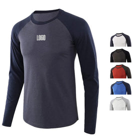 Cotton Polyester OEM Long Sleeve Full Sleeve Sports Fitness Gym Autumn Winter T Shirt for Men