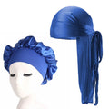Silky Satin Women Bonnet and Durag 2pcs Set Night Sleep Cap Towel Headband Du Rag Headwrap
