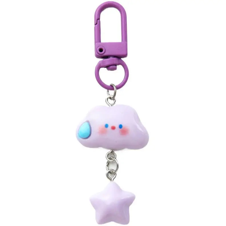 Cute Cloud Keychain Cartoon Kawaii Cloud Pentagram Girl Charm Pendant Keyring Acrylic Key Chains Candy Color Cloud Star Keychain