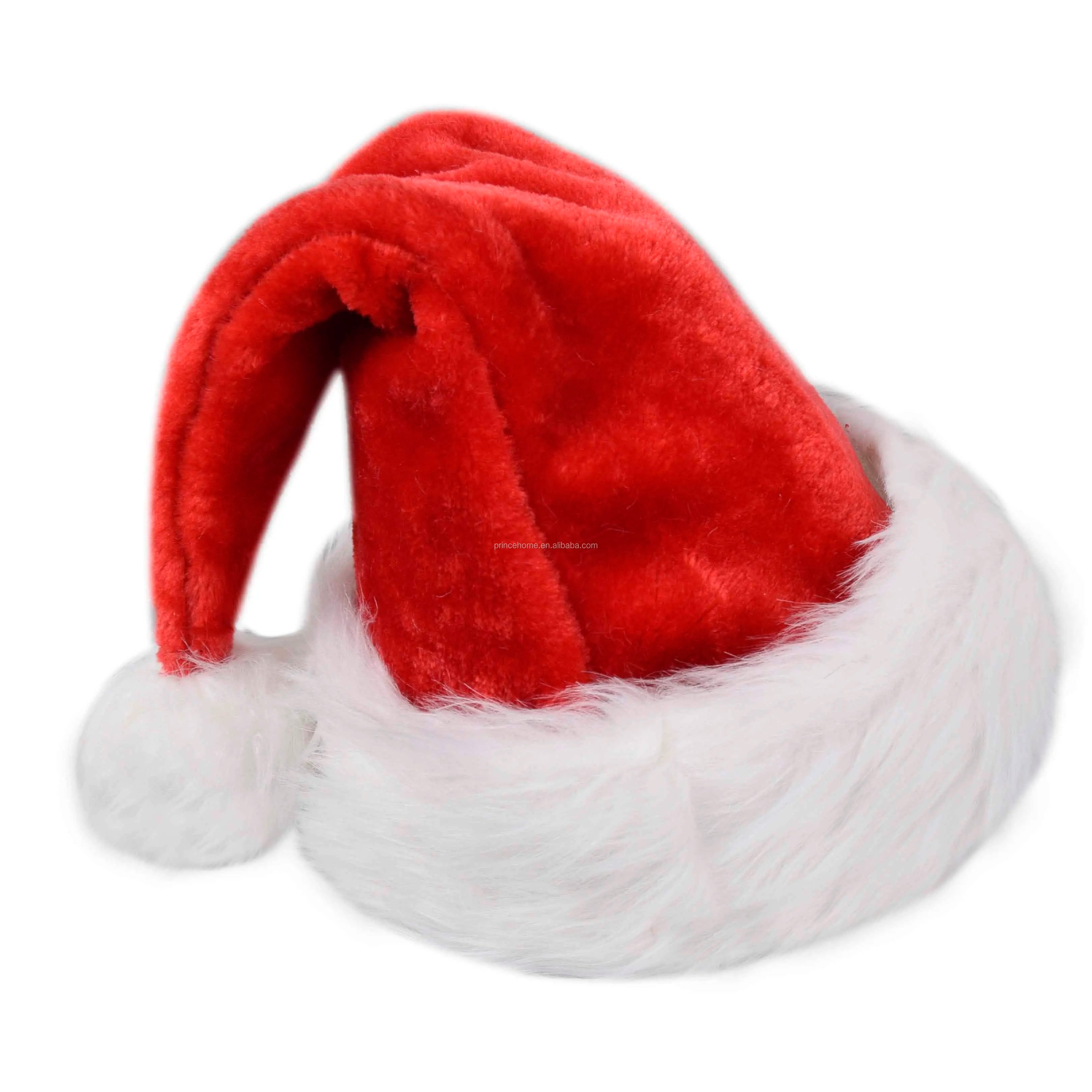 Classic Red Christmas Hat with White Faux Fur Trim and Pompom Xmas Plush Santa Hat for Christmas Day