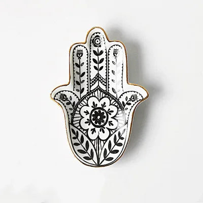 Wholesale Magazine Galvanized Metal Ceramics Serving Hand Shape Jewelry Storage Ring Display Trays