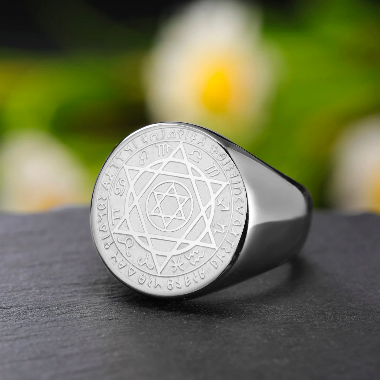 Wholesale Stainless Steel Star Sign Ring Six Pointed Star Engraved Ring Amulet Jewelry Gifts for Men