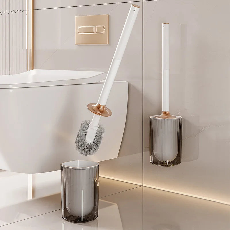 High Quality Eco-Friendly PP PET Bathroom Cleaning Brush Set with Holder Light Luxury Wholesale Toilet Cleaner Brush