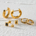 Ilona Fashion Clip-on  Stainless Steel Stud Earrings Set 3-piece Simple Design 18k Gold Plated Stainless Steel Jewelry