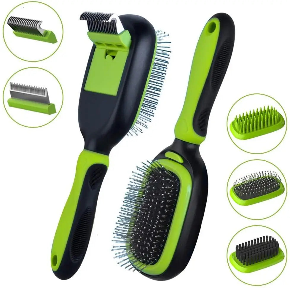 5 in 1 Pet Grooming Kit Including Cat Dog Deshedding Pin Bristle Brush Dematting Comb Tools Set