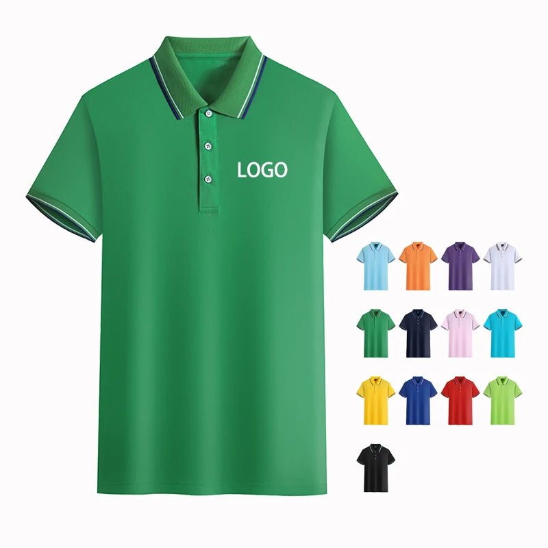Wholesale Ice Silk Polo Shirts Custom Logo Polyester Solid Color T-shirts Plain Golf Men's Polo Embroidered  Polo Shirt