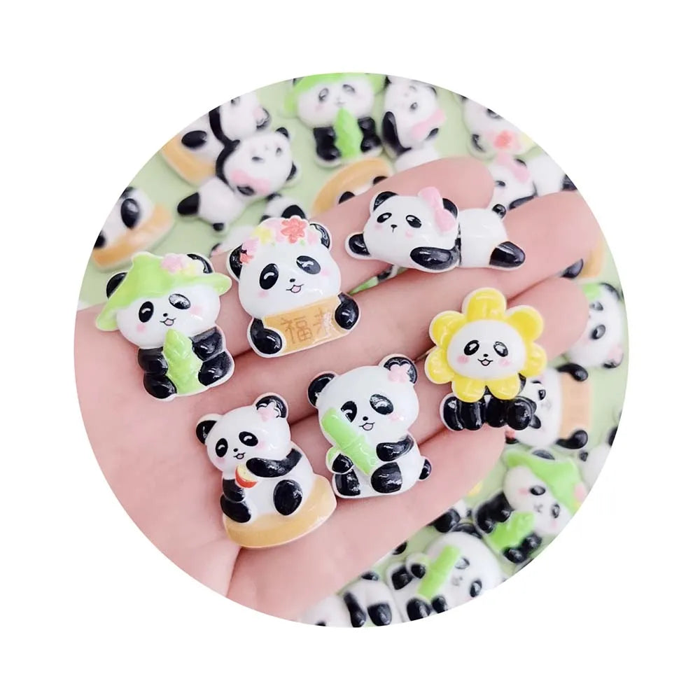 Cartoon Panda Series Resin Flatback Cabochons 3D Craft Colorful Loose Hairpin Scrapbooking DIY Jewelry Decoration Accessories