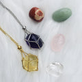 G2240 Wholesale Collier Crysta Woven Mesh Net With Metal Bamboo Knot Chain Charm Crystal Holder Necklace Fashion Jewelry