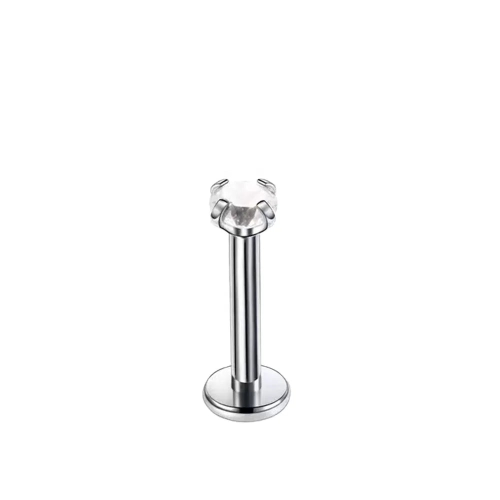 4 Claws Setting CZ G23 Titanium Labret Piercing Stud Lip Stud Earring Stud Body Piercing Jewelry