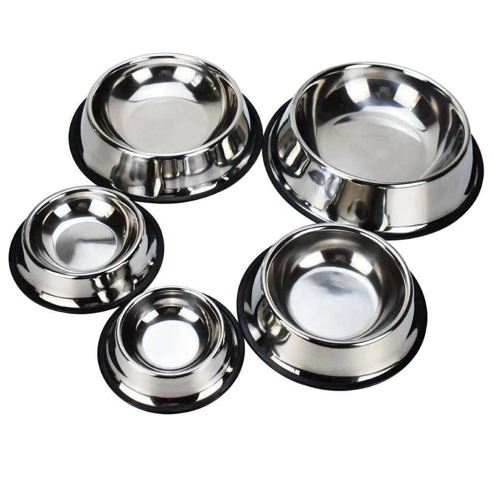 RunLexi 900ml Stainless Steel Dog Water Bowl With Rubber Base Anti Slip Pet Dog Food Bowl