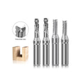 1/2 Inch Shank TCT Mortising Up-Cut Spiral Solid Carbide CNC Router Bits Three Blades  2 Flute Head for Trimming and Engraving