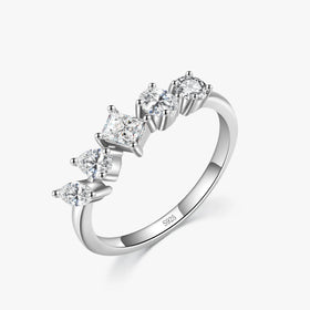 Ailmay 925 Sterling Silver Fashion Luxury Shining Irregular Geometric Zircon Finger Ring for Women Romantic Wedding Jewelry