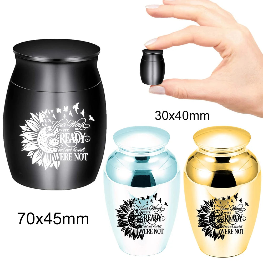 Sunflower Mini Stainless Steel Vintage Memorial Pendant Urns for Pet & Human Ashes with Fill Kit and Velvet Bag