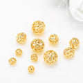 FXJ Hollow Gold Copper Brass Connection Ball Bead DIY Semi-finished Jewelry Findings Accessories Connect Spacer Round Beads