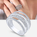 CAOSHI Manufacture Twist Rope Muti Layer Jewelry Wholesale Charm 925 Silver Plated Cubic Zirconia Rings for Women