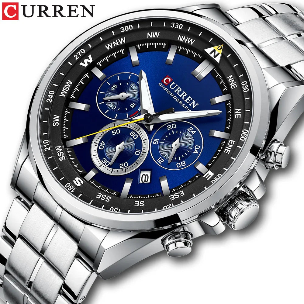 New CURREN 8399 Man Wristwatches Waterproof Chronograph Men Watches Luxury Stainless Steel Quartz Men's Clock Relogio Masculino