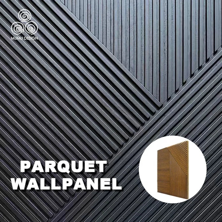 MUMU 3D Contemporary Wavy Slat Thai Wood for Interior Decor Carving Living Room Wooden Wall Paneling
