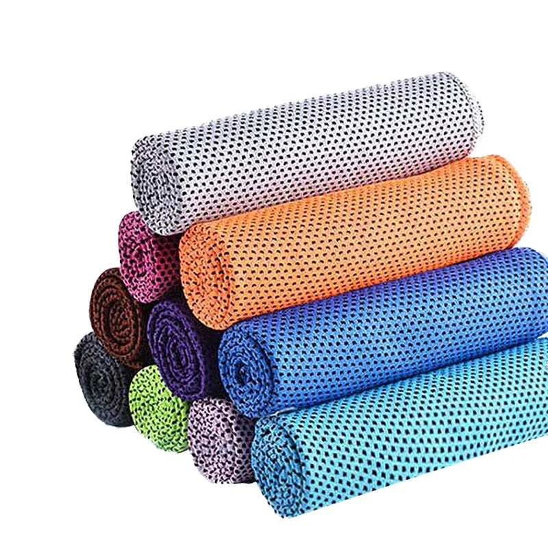 Ailuoha-Wholesale Custom Microfiber Polyester Fabric Logo Ice Cool Sports Gym Cooling Towel with Bottle