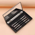 Portable 4-Piece Synthetic Hair Makeup Brush Set Mirror Cleaning Sponge Double-Ended Brushes (Plastic Handles) for Makeup