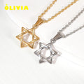 Fashion Star of David Pendant Necklace 18K Gold Plated Jewish Israel Jewelry Six Pointed Star Necklace for Women Men