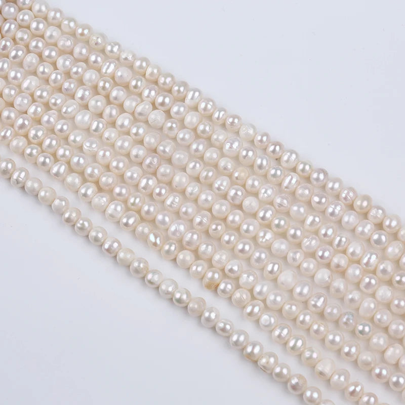 Natural 5-6mm White Potato Shape Freshwater Pearls Grade a Third Party Certified Strands for Jewelry Making
