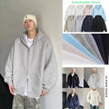 Unisex 420GSM Heavyweight Casual Solid Color Hooded Sweatshirt-Spring Long Loose Fit Zipper Front 100% Polyester Breathable